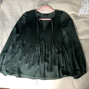 💚LUCKY BRAND Green Satin Loose Fitting Blouse